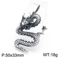 Collana con pendente a forma di drago stile gotico in acciaio inox 50x33mm - Argento Antico-Solo Pendente(KP130386-MZOZ)