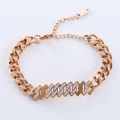 Pulsera de cadena cubana en oro rosa con placa rectangular incrustada de pedrería fina - Oro rosa