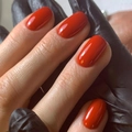 Classic bright red square short press-on nails with a high-gloss mirror finish - Classic Red (JP3165)