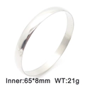 Bracciale rigido classico in acciaio inossidabile lucido argento con diametro 65x8mm - 65*8mm-1 Pezzo (KB187552-LO) / Color Acciaio