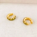 Elegant 18K gold plated hoop earrings featuring sparkling olive green zircon crystals - Olive Green