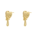 18K gold plated fluid lava heart stud earrings with vintage texture on white background - VE1449 Lava Heart / Gold
