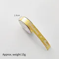 Golden Christmas ribbon 1.6cm wide with white Merry Christmas text and star patterns - 1.6cm Gold Lettering / Size 6