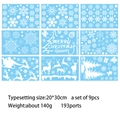 Set of 9 Christmas window stickers featuring white snowflakes and gnomes on blue background - Snowflake Santa / 20x30cm 9 Pieces/Pack
