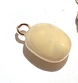 Minimalist oval cream resin pendant with golden metal hanging loop for DIY jewelry - Potato