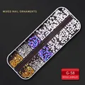 Nagelkunst-Dekorationsset G-58 mit Perlen und Strasssteinen in einer 12-Gitter-Box - G-58 Stil (Perlen Strass Nieten Kombi)