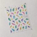 Matte gold nail stickers featuring iridescent feather and star patterns, model M-124 - Gradient Colorful Feather Star Style (M-124)