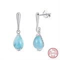 Elegant s925 sterling silver stud earrings featuring light blue teardrop turquoise stones - Light Blue Teardrop Stud - Silver