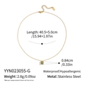 Detailed dimensions of gold stainless steel necklace with green zircon square pendant - Olive Green Zircon Square Style (YYN023055-G)