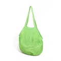 Bright green woven mesh tote bag with wide shoulder straps for summer beach shopping - Fruit Green