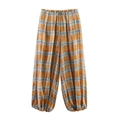 Pantalón jogger a cuadros con cintura elástica de cordón y tobillos con puño - XS / Cuadros Amarillos