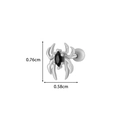 Silver spider cartilage stud with black gemstone measuring 0.76cm in height - Spider Style(5#) / Silver