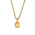 Collana a catena in oro 18K con ciondolo a goccia di gemma gialla da donna - Zirconia Gialla
