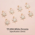 Close-up of 10mm gold-plated snowflake charms with white zircon for DIY jewelry making - Five-pointed Star (10mm) / White