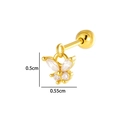 Goldener Schmetterling-Ohrstecker mit Zirkonia, Größe 0,5cm x 0,55cm Piercing-Schmuck - Schmetterling (2640-1#) / Gold