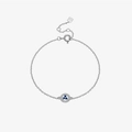 S925 sterling silver bracelet featuring a circular pendant with three blue gemstones - Platinum (Bracelet - Blue Stone)