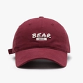 Burgundy cotton baseball cap with white BEAR embroidery and adjustable soft top - Adjustable / Burgundy