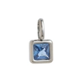 Square blue zircon pendant in silver frame with step-cut crystal for DIY necklace - September Birthstone Pendant - Steel Color