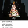 Christmas bow window sticker size chart showing S to XXL dimensions for glass decor - Cartoon Christmas Tree 3