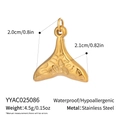 Detailed size chart for 18K gold stainless steel whale tail pendant with measurements - Whale Tail Shape (YYAC025086)