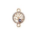 Detailed view of evil eye tree of life charm with white cubic zirconia in gold plating - Gold Tree of Life / 10 Pieces Pack