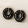 Minimalist thick hollow C-shape ear cuff in polished glossy black finish for women - Glossy Black