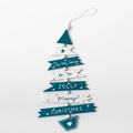 Décoration de sapin de Noël en bois à étages bleu et blanc avec message festif - Bleu