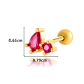 Rose red teardrop zircon cartilage stud earring in gold finish with screw ball back - Gold Rose Red (0174-3#)