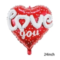 24-inch red heart foil balloon with white polka dots and 'love you' text for parties - 24 Inch Heart Love-White Polka Dot