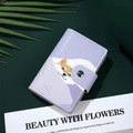 Lavender purple card holder wallet featuring a cute cartoon Shiba Inu sleeping design - Shiba Inu - 20 Slots