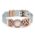 Two-tone 10mm mesh keeper bracelet in silver and rose gold with cat eye stone accent - R-Rose Gold (Opal Cat Paw)
