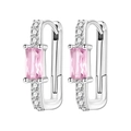 Boucles d'oreilles en argent avec zircon rose rectangulaire et accents blancs - Boucles d'Oreilles Rectangulaires Simples 4190-PK