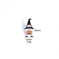 Detail showing a 30mm Halloween gnome enamel pin with wizard hat and pumpkin lamp - Gnome with Pumpkin