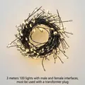 3M 100LED warm white decorative string lights with male-female connector for Christmas - 3m 100LED (Requires Plug) / Black Wire Warm White (Connector)