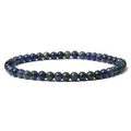 4mm natural stone beaded elastic bracelet featuring blue and green marbled gemstones - Phoenix Lapis
