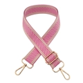 Pink and beige herringbone woven strap with gold metal lobster clasps and buckles - Hot Pink