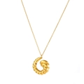Minimalistische goldene Edelstahlkette mit einem runden Anhänger mit Spiralstruktur - Goldene Spirale Textur Kreis