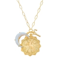Detailed view of Aries zodiac necklace featuring opal moon and zircon pavé pendants - Aries