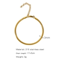Golden 3mm stainless steel snake chain bracelet with 18K plating and adjustable clasp - Snake Chain (ZHSLG28)