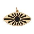 Goldener runder Anhänger mit schwarzem Emaille-Augenmuster und Sonnenstrahlen für DIY - M916008-Black Schwarzer Strahlender Augenanhänger