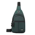 Waterproof dark green Oxford fabric chest bag for men with multi-layer sport design - Style 3 (7076) / Dark Green