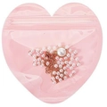 Pink heart-shaped PVC self-seal bag with a white faux pearl rose gold necklace - 10*10CM / Pink
