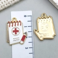Nurse notebook alloy pendant with red cross medical motif for DIY jewelry making - White Medical Record