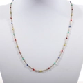 Golden stainless steel bead necklace with vibrant colorful enamel droplets for women - Gold + Colorful 2