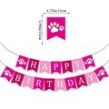 Pink dog birthday banner with paw prints showing single flag size 12x15cm detail view - Pink Pet Banner