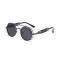 Steampunk round sunglasses with gunmetal frame and dark gray lenses for men and women - Gunmetal Frame Gunmetal Grey Lens