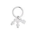 Silver stainless steel keychain with cute cartoon human and pet cat charms pendant - 1 Cat 2 Boys / Silver