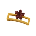 Pinza per capelli quadrata color zenzero con decorazione a fiore marrone rossiccio - Giallo Opaco