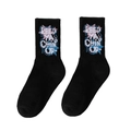 Black cotton athletic crew socks featuring KEEP YA CHIN UP print for men and women - One Size (Plus Size) / KEEP YA CHIN UP / Black No.18
