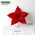 Stella di Natale artificiale rossa in velluto 30cm con glitter oro e stelo decor - Tipo 177-Rosso / Diametro 30cm